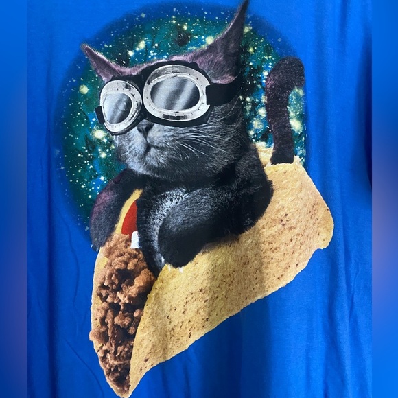 MAD Engine Mechanic Blue Cat Taco Kitty Space T-Shirt Size XL/EG/TG Streetwear - Picture 4 of 10